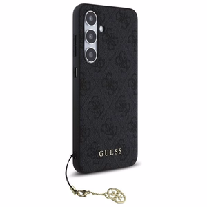 Guess GUHCS24FEGF4GGR S24 FE S721 pilkas/pilkas kietas dėklas 4G Pakabukų Kolekcija
