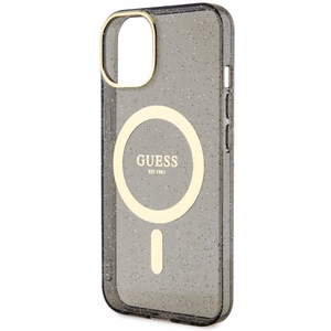 Guess Glitter Gold Magnetinis dėklas telefonui iPhone 14 - juodas
