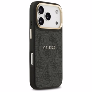 Case Guess PU Leather 4G Gold Frame MagSafe Apple iPhone 17 Pro black