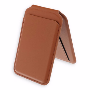 Odinis piniginė su stovu, suderinama su MagSafe Satechi Vegan Leather Wallet Stand ruda