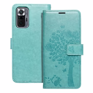 MEZZO knygos tipo dėklas telefonui XIAOMI Redmi Note 10 Pro su medžiu, žalias