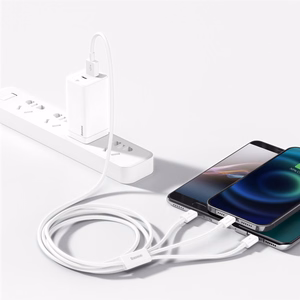 USB кабель 3в1 Baseus Superior Series, USB на micro USB / USB-C / Lightning, 3.5A, 1.5м (белый)