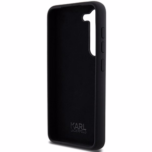Karl Lagerfeld silikoninis Ikonik metalinis smeigtukas dėklas telefonui Samsung Galaxy S23+ - juodas