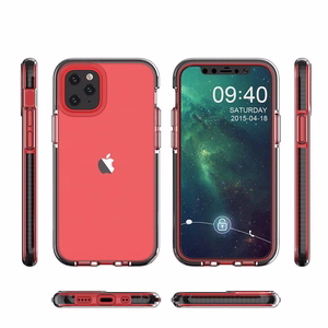 Spring Case прозрачный TPU гелевый защитный чехол с цветной рамкой для iPhone 13 mini тёмно-синий
