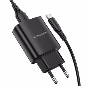 Borofone Sieninis įkroviklis BN1 Innovative - USB - 2,1A su USB į Type C juodas