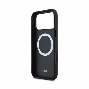 Dėklas Lacoste PVC Petit Pique Semi Wrap Embossed MagSafe Apple iPhone 18 Pro Max juodas