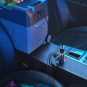 Įkroviklis automobilinis Joyroom (JR-CL21) 4in1 (2xUSB-C; 1xUSB; 150W) juodas