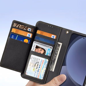Dux Ducis Lawa odinis dėklas Samsung Galaxy S25+ su nuimama magnetine pinigine - juodas