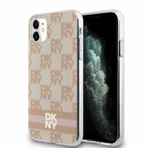 DKNY IML languotas mono raštas ir spausdintos juostos magnetinis dėklas iPhone 11 / Xr - rožinis