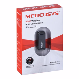 MERCUSYS MW300UM mini USB belaidis adapteris, 300 Mbps, juodas