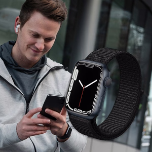 Ремешок Crong Nylon Reflex Sport для Apple Watch 44 / 45 / 46 / 49 mm, чёрный