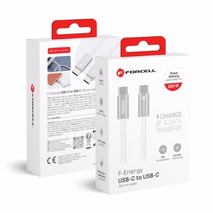 Кабель USB-C — USB-C Forcell F-Energy QC4.0 PD 3A 60W Cafule Color 1,2 м ACYH23 белый