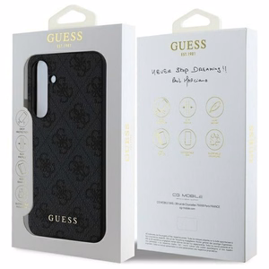 Guess GUHCS24FEGF4GGR S24 FE S721 pilkas/pilkas kietas dėklas 4G Pakabukų Kolekcija
