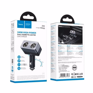 Įkroviklis automobilinis Hoco (Z65) ( 2 x Lighter splitter ) juodas
