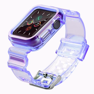 Силиконовый ремешок-браслет с чехлом и подсветкой для Apple Watch 40mm - фиолетовый