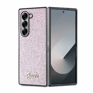 Dėklas telefonui Guess 4G Blizgučių šriftas Samsung Galaxy Z Fold 6 - rožinis