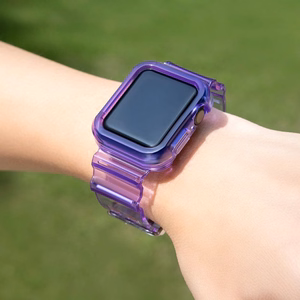 Силиконовый ремешок-браслет с чехлом и подсветкой для Apple Watch 40mm - фиолетовый