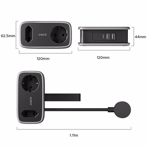 Orico AP3 65W GaN 6in1 удлинитель 2x AC + 2x USB-A + 2x USB-C - черный
