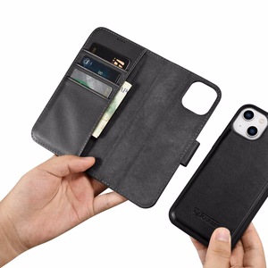 iCarer Piniginės dėklas 2in1 viršelis iPhone 14 Plus Anti-RFID odinis atverčiamas dėklas juodas (WMI14220727-BK)