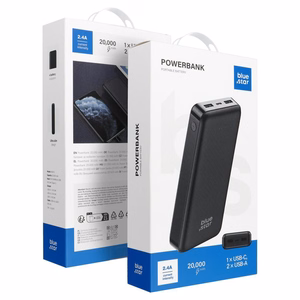Blue Star W2015 išorinė baterija, 20000 mAh, 2.1A, juoda