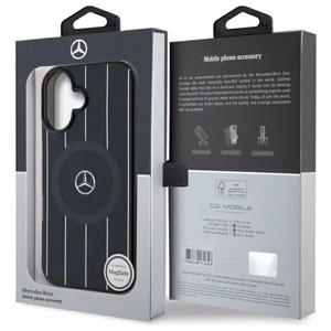 Mercedes MB dvigubo sluoksnio kryžminių linijų Magnetinis dėklas iPhone 16 telefonui - juodas