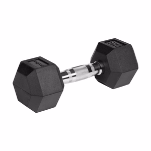 REBEL ACTIVE Rubber-coated cast iron dumbbells 2x8 kg