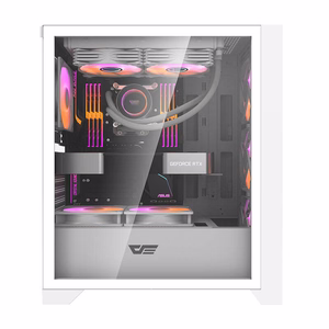 Darkflash DRX70 MESH kompiuterio korpusas (baltas) + 4 RGB ventiliatoriai