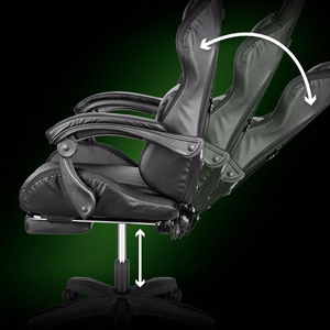 Kruger&Matz GX-150 žaidimų kėdė, juoda, su LED apšvietimu ir 7 taškų masažu