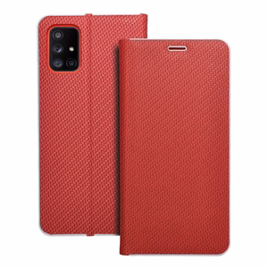 Dėklas telefonui LUNA Book Carbon skirtas SAMSUNG A71 raudonas