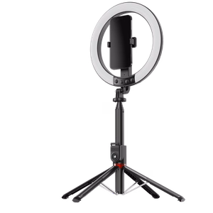 Blavec Selfie žiedo lempa Aluminium Aura LED RGB žiedas P-50 25cm trikojis + nuotolinio valdymo pultas + 2,3 metrai (RLP50-TRB23) juoda