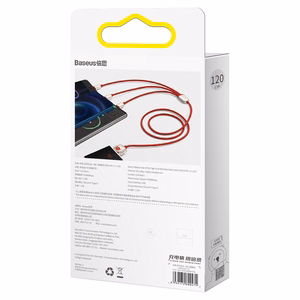 Baseus kabelis Tiger metai 3 viename - USB į Type C, Lightning, Micro USB - 3,5A 1,2 metrai (CASX010009) raudonas