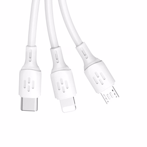 USB kabelis Dudao L8A-3in1 USB-A to USB-C/MicroUSB/Lightning 6A 1.2m baltas