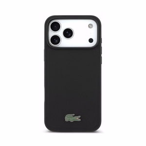 Dėklas Lacoste PVC Petit Pique Semi Wrap Embossed MagSafe Apple iPhone 18 Pro Max juodas