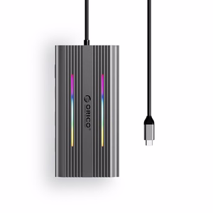 Orico XCR 12 viename RGB USB-C prijungimo stotelė 3x USB-A USB-C PD 100W HDMI 4K VGA RJ45 Gigabit SD ir microSD kortelių skaitytuvas - pilka