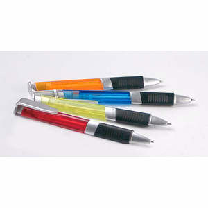 Topwrite blue ballpoint pens with rubber grip, 4 pieces