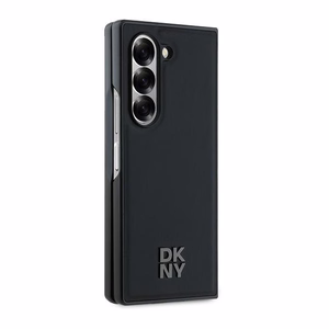 DKNY Magsafe Plain Leather Metal Stack Logo Case for Samsung Galaxy Z Fold 6 - Black