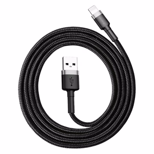 Кабель Baseus Cafule USB Lightning 2,4A 1м (серо-чёрный)