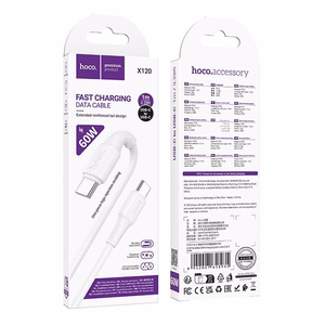 Кабель USB C to USB C Hoco 3A 60W 1 m X120 белый