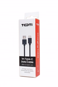 SEEK TOTI USB-A – Type-C, 1 м PVC кабель передачи данных 3A, черный