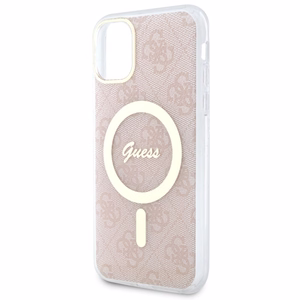 Guess GUHMN61H4STP iPhone 11 6.1" rožinis/rožinis kietas dėklas 4G MagSafe