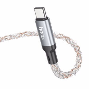 Кабель USB C to USB C Hoco 3A 60W LED 1 м U112 серый