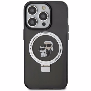 Karl Lagerfeld KLHMP15XHMRSKCK iPhone 15 Pro Max 6.7" juodas kietas dėklas su stovu Karl&Choupette MagSafe