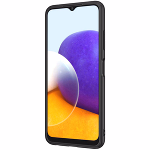 Nillkin Textured Case patvarus sustiprintas dėklas su geliniu rėmu ir nailono nugarėle Samsung Galaxy A22 4G juodas