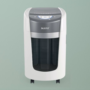 Leitz IQ OptiMax Home Office 225 dokumentų naikiklis Smulkinimas itin mažais gabalėliais 58 dB Pilka, Balta