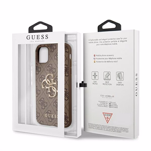 Guess 4G Big Metal Logo dėklas iPhone 11 Pro Max rudas