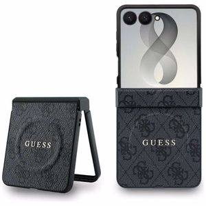 Juodas „Guess 4G Classic MagSafe“ dėklas, skirtas „Samsung Galaxy Z Flip8“