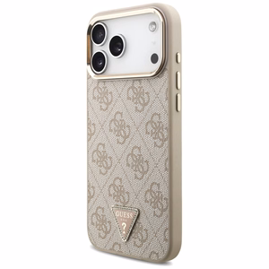 Guess 4G Triangle Logo MagSafe Чехол для iPhone 17 Pro Max - розовое золото