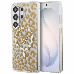 Guess чехол IML Leopard Print Triangle MagSafe для Samsung Galaxy S26 Ultra коричневый