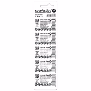 Mini everActive CR1632 ličio baterijos lizdinė plokštelė, 5 vnt.