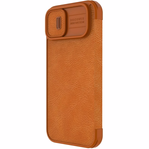 Nillkin Qin Leather Pro Case iPhone 14 Plus с защитой камеры флип-чехол коричневый